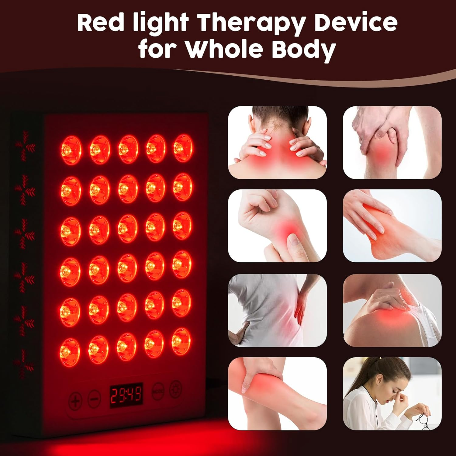Advwin Red Light for Body and Face, 660Nm 850Nm Red Light Panel Dual Chips Leds, with Timer & Adjustable Stand for Home image number 1