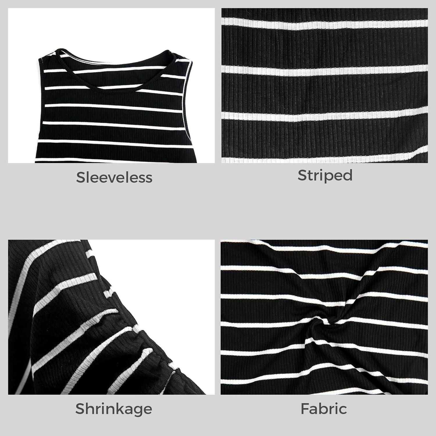 Maternity Dress Sleeveless round Neck Stretchy Striped Mid-Length image number 3