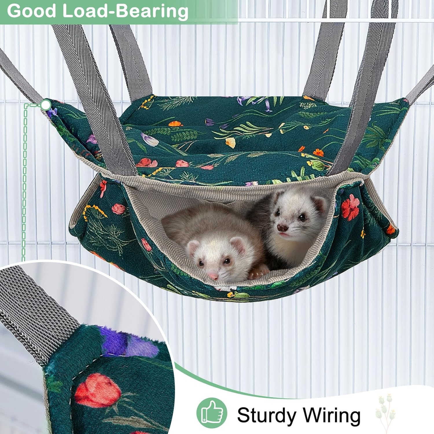 Hedgeink Hamster Hammock House 4Pack Rat Cage Accessories Washable Guinea Pig Bed Hideout Soft Ferret Hanging Nest Swing Small Animals Bedding Hut for Chinchilla Sugar Glider Squirrel image number 3