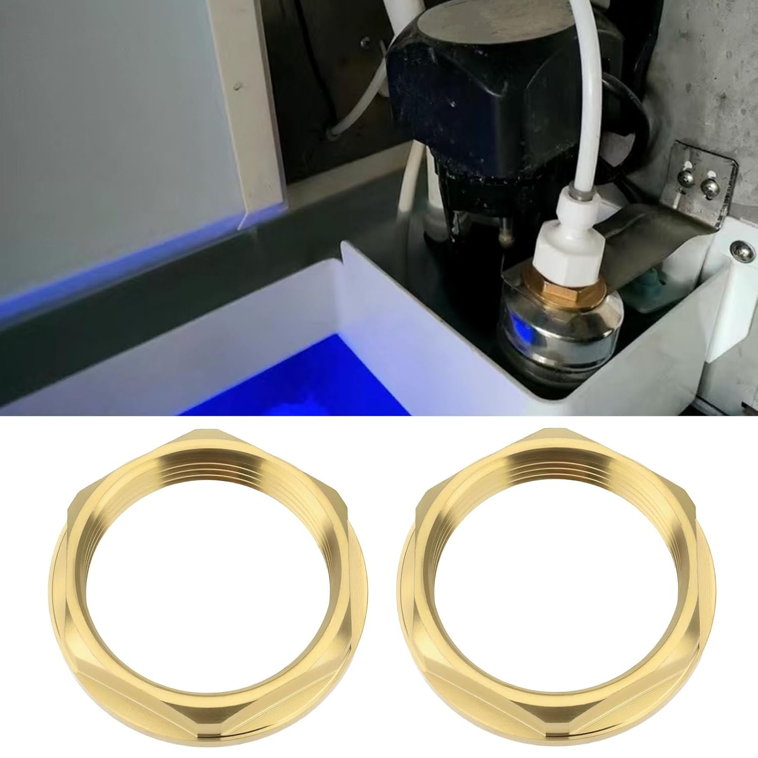 YINETTECH 2Pcs 1 1/4 Inches BSP Flanged Brass Nuts Basin Waste Back Nuts for Securing Ball Valves Toilet Handles Tank Connectors to Toilet Cisterns