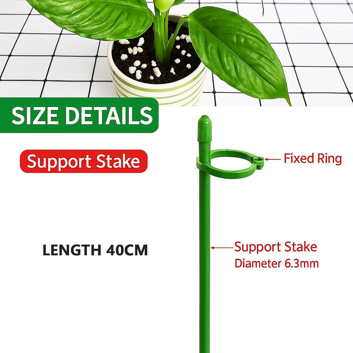 SYGELER Plant Stake Support,20 Pcs Plant Sticks,Adjustable Garden Stakes,Garden Green Bendable Single Stem Plant Support Stakes for Indoor and Outdoor Plants,Potted Plants,Flowers,Orchid image number 4