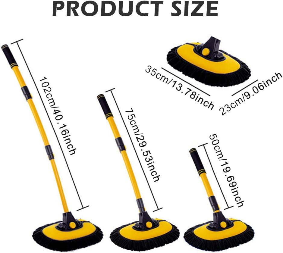 15&deg; Bow Car Wash Brush Kit with Long Handle Telescopic 43" Aluminum Microfiber Cleaning Supplies for Motorhome Truck Car Boat Scratch-Free Cleaning Tool Washing Set Detailing Brush image number 3