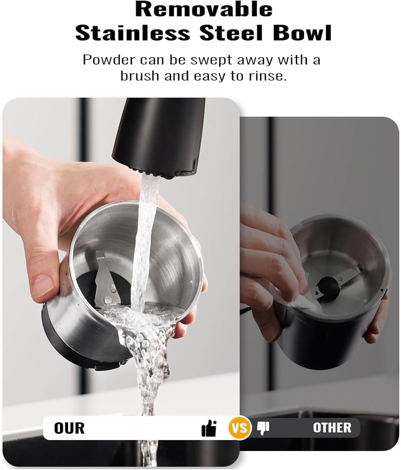 Yaberry Grove-Coffee Grinder Electric, Herb Grinder, Spice Grinder, Coffee Bean Grinder, Espresso Grinder with 2 Removable Stainless Steel Bowl image number 1