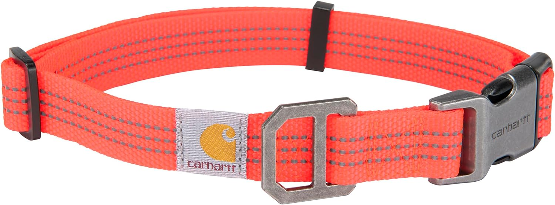 Carhartt Fully Adjustable Nylon Webbing Collars for Dogs, Reflective Stitching for Visibility, Hunter Orange (Nylon Webbing), Medium