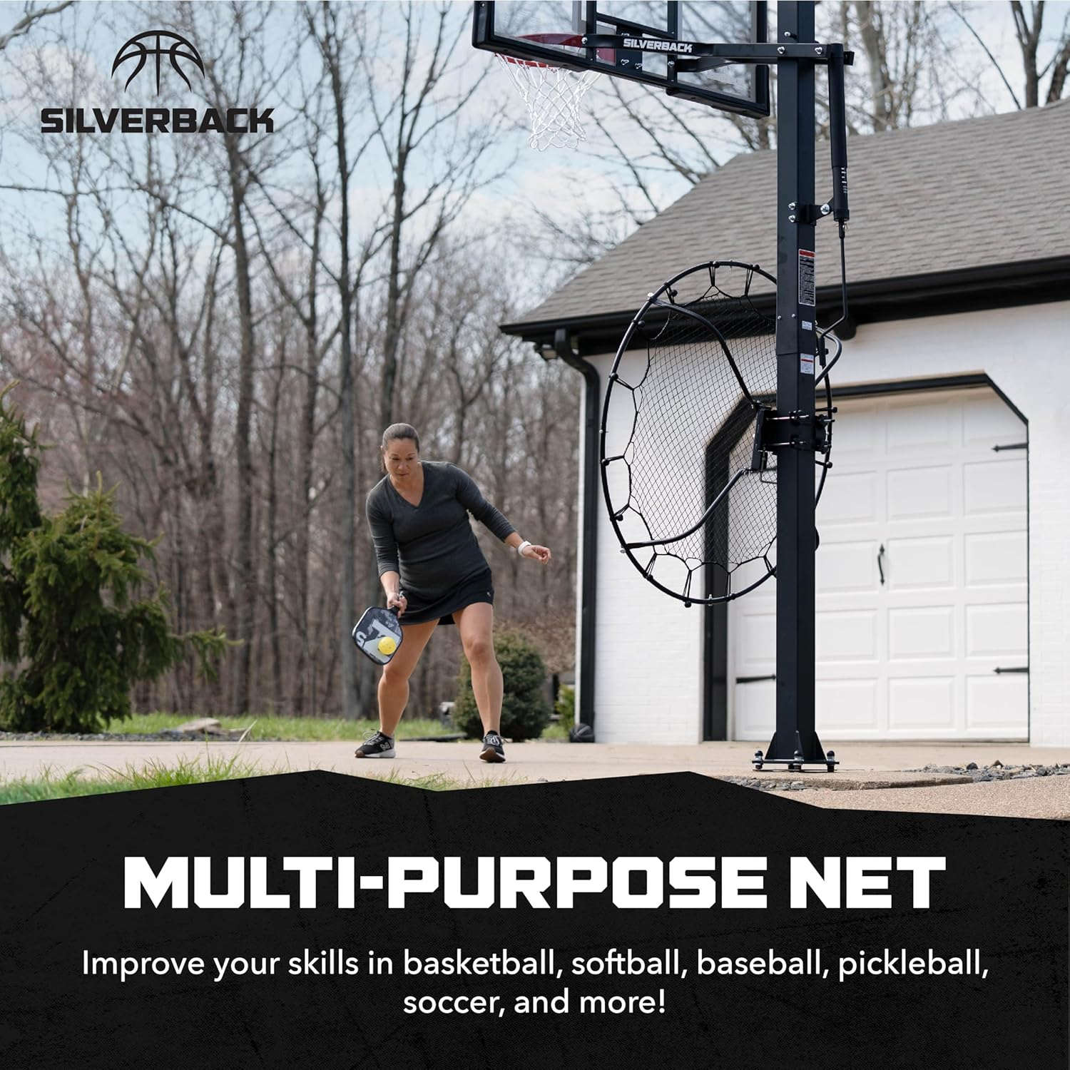 Silverback Multi-Sport Training Rebound Passback Net - Basketball Rebounder - Multisport Rebounder image number 3