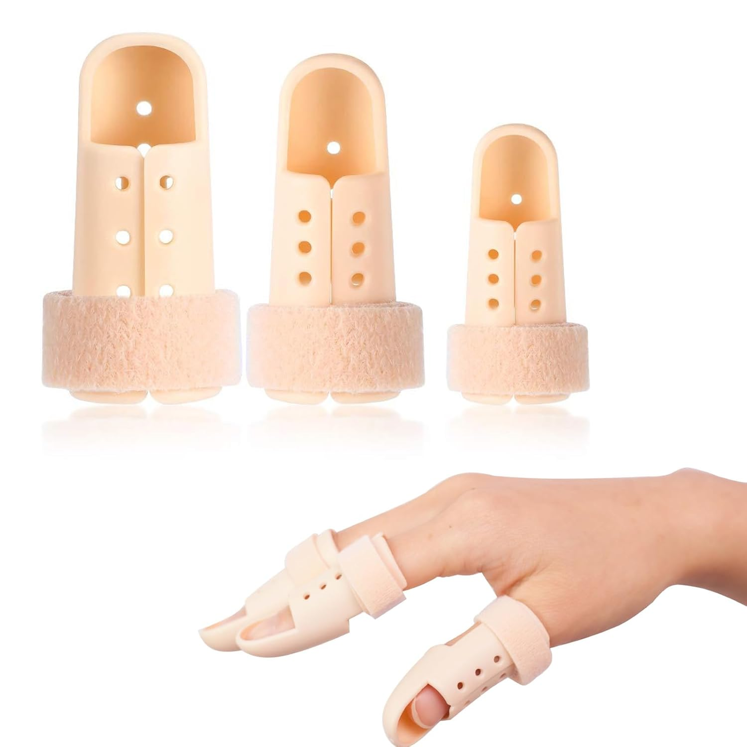 3Pcs Splint for Pinky,Plastic Mallet Dip Finger Support, Support Brace, Immobilizer Joint Protection Injury,3-Size Pack Mallet Finger Brace. image number 3