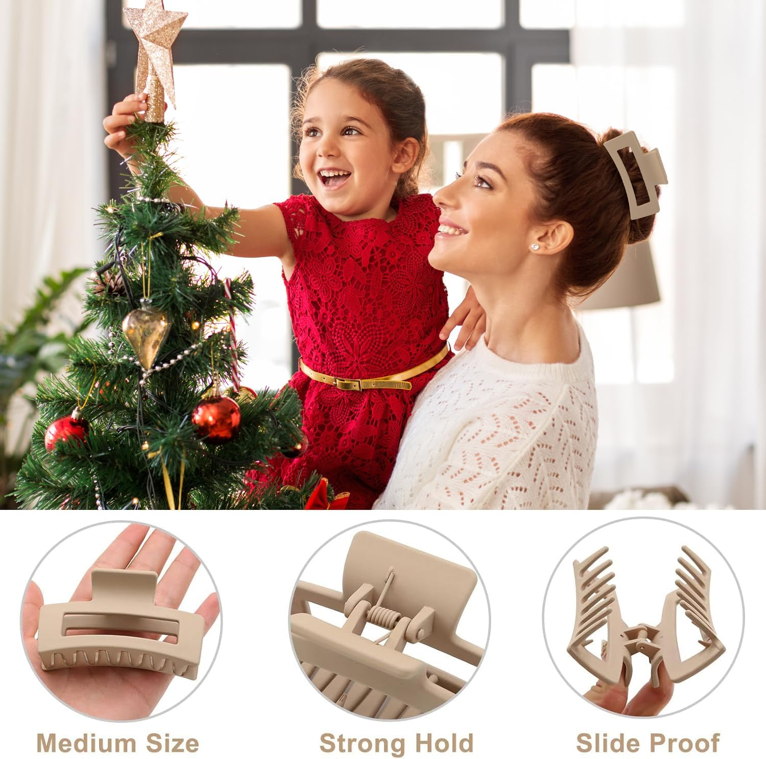 Auseibeely 6 Pack Square Claw for Women Girls, 3.5" Medium Non-Slip Rectangular Matte Clips Strong Hold Jumbo Hair Styling Accessories, Ideal for Gifts, Cool - Morandi image number 2