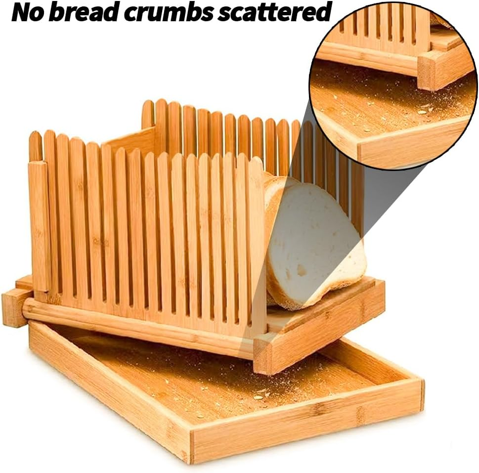 Wooden Bread Slicer, Toast Slice Container, Large Storage Bread Slicer, Folding Bread Cut Board,With Crumb Tray,Compact Cutting Supplies,For Homemade Bread, Bagels, Cakes image number 5