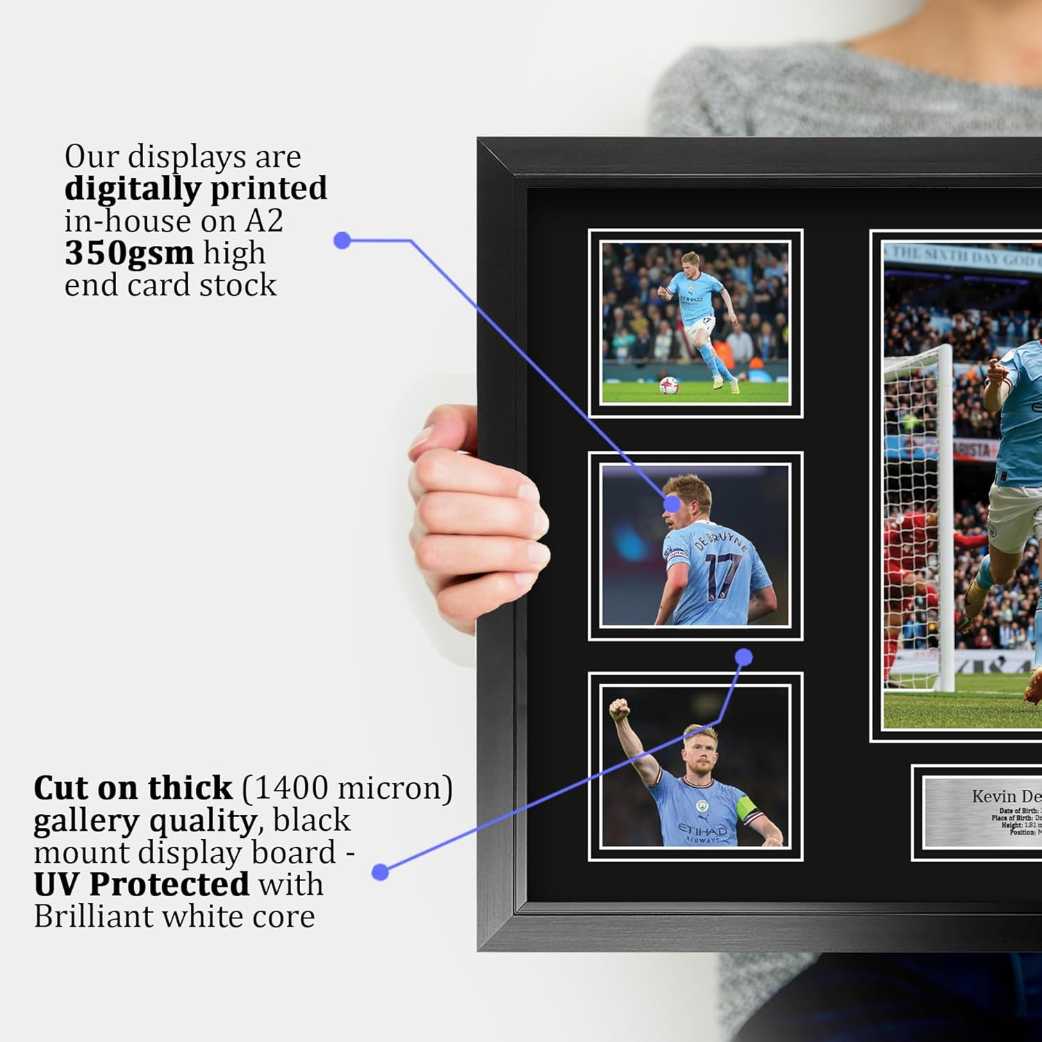 HWC Trading Kevin De Bruyne Manchester City Printed Memorabilia Signed Autograph Photograph Display for Football Fans and Supporters - A2 Framed