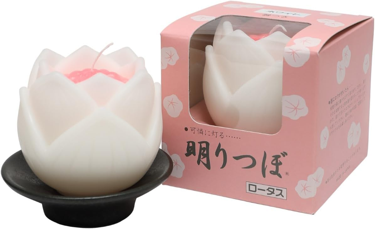 Tokai Wax Lotus Shaped Candle Light Pot Lotus Fixture Included, White 142-01WH