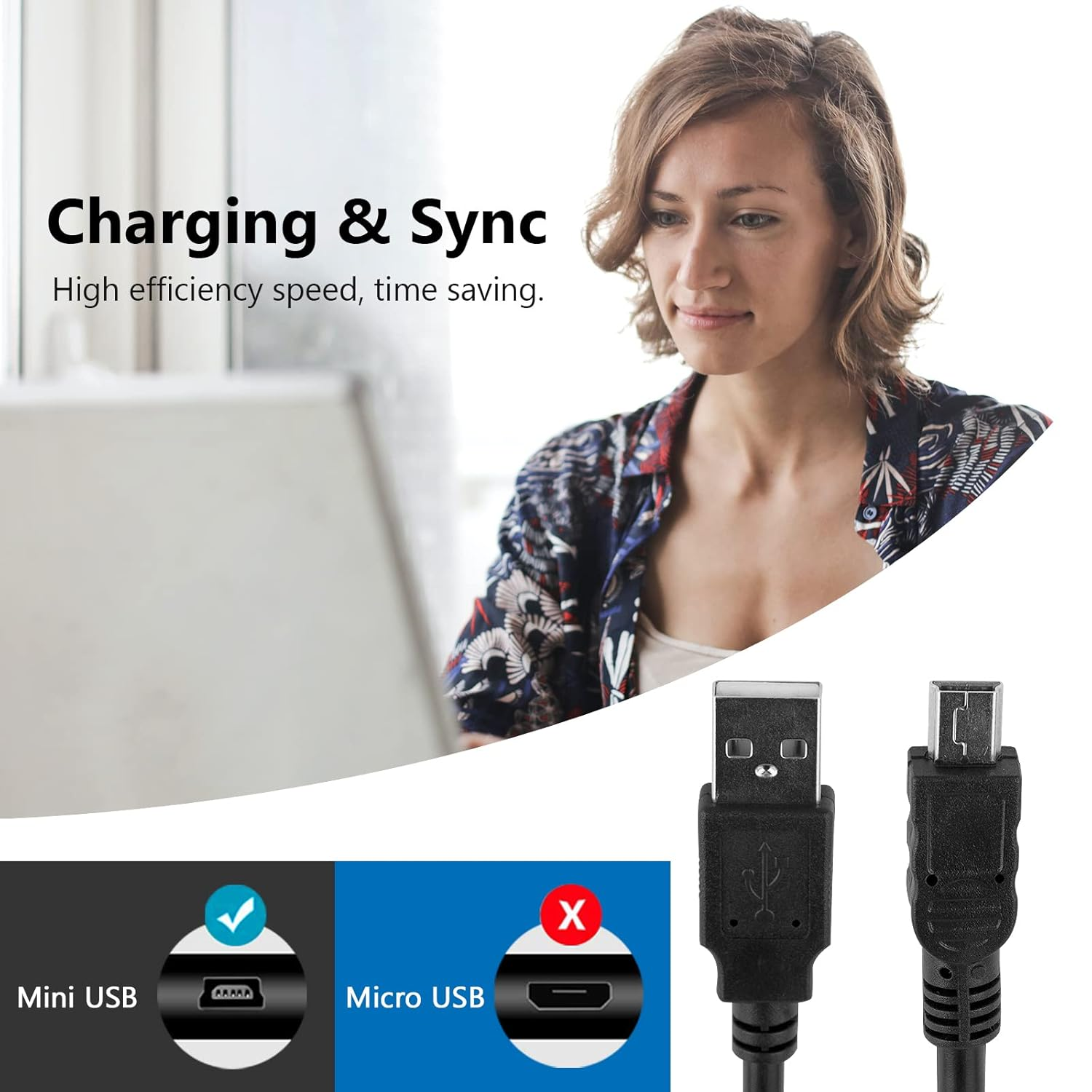 Geekria for Creators USB-A to Mini-Usb Microphone Cable 10 Ft / 300 CM, Compatible with Logitech for Creators Blue Yeti, Yeti Pro, Snowball Ice, Mic Cord (Black) image number 1