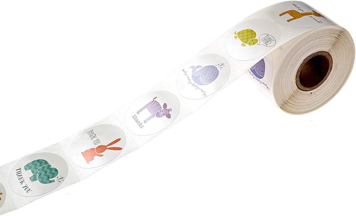 Hothotgirl Thank You Sticker Labels | 1.5" round | 500 Cute Animal & Flower Stickers per Roll | Waterproof, Self-Adhesive, Perfect for Cards, Envelopes & More image number 5
