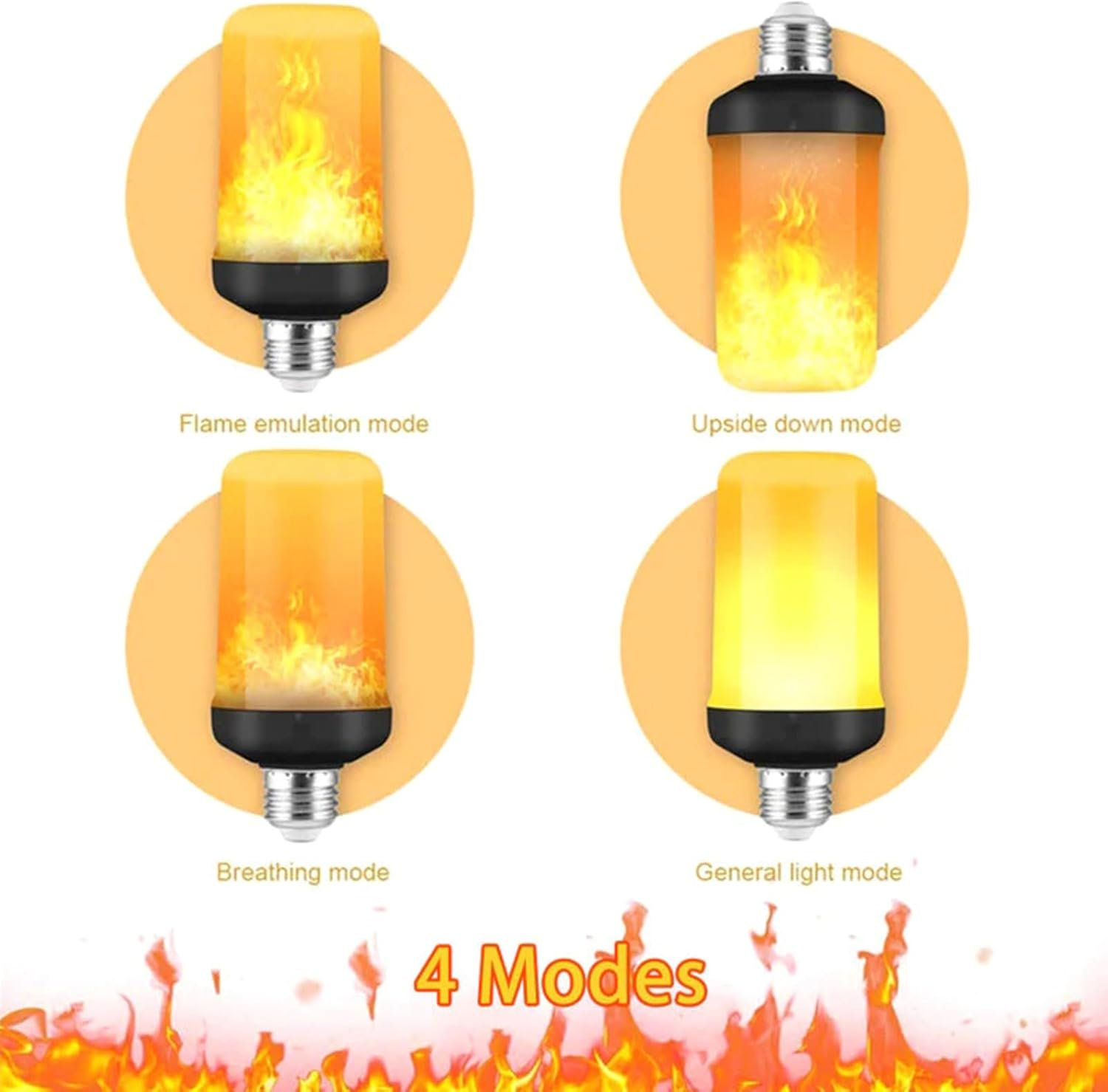 Flame Lamp - LED Flickering Light Bulb | Flame Effect Light Bulbs - 4 Lighting Modes Decorative Atmosphere LED Lamps | Flame Effect Dancing Fire Light Bulb for Home, Garden, image number 3