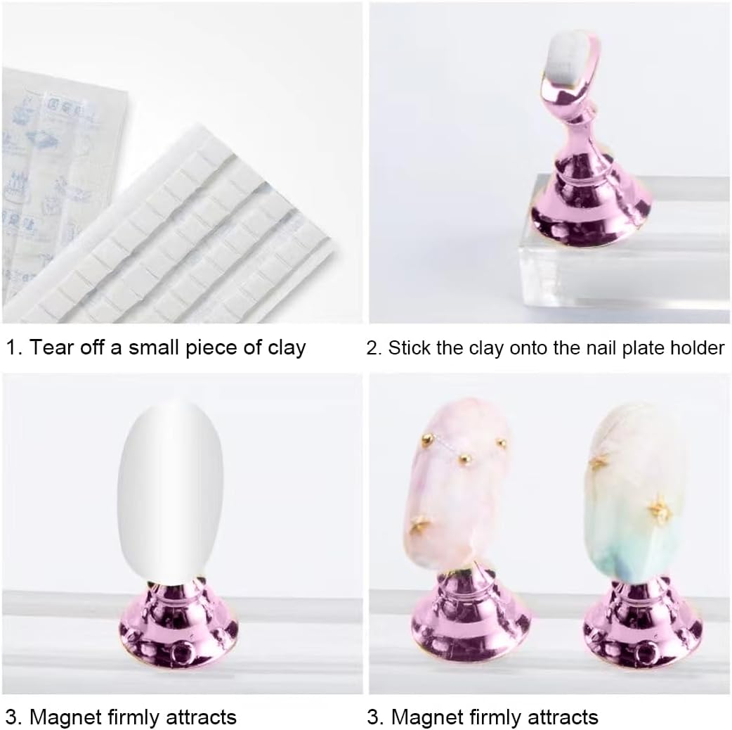 OUDQFCJ Set of 2 Nail Stands for Press-On Nails Display Acrylic Nails Art Practice Stand Nails Tips Holder DIY Nail Art Stand for False Nail Tips Manicure Tool Pink image number 5