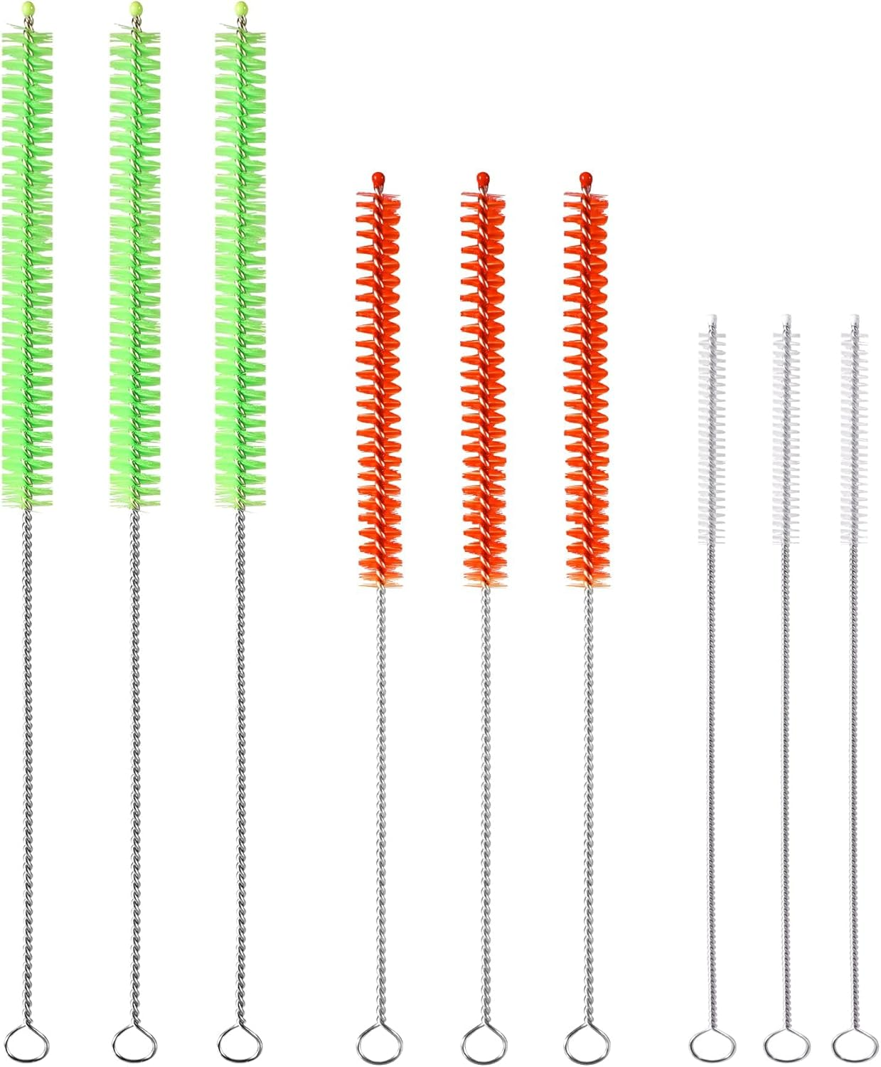 Klexic Reusable Long Colored Straw Cleaner Brush Set 12" Bendable 9 Pack,Capable of Cleaning Various Metal, Silicone, Plastic, Bamboo,Glass Straws Tubes Diameters Ranging from 4-16Mm image number 2