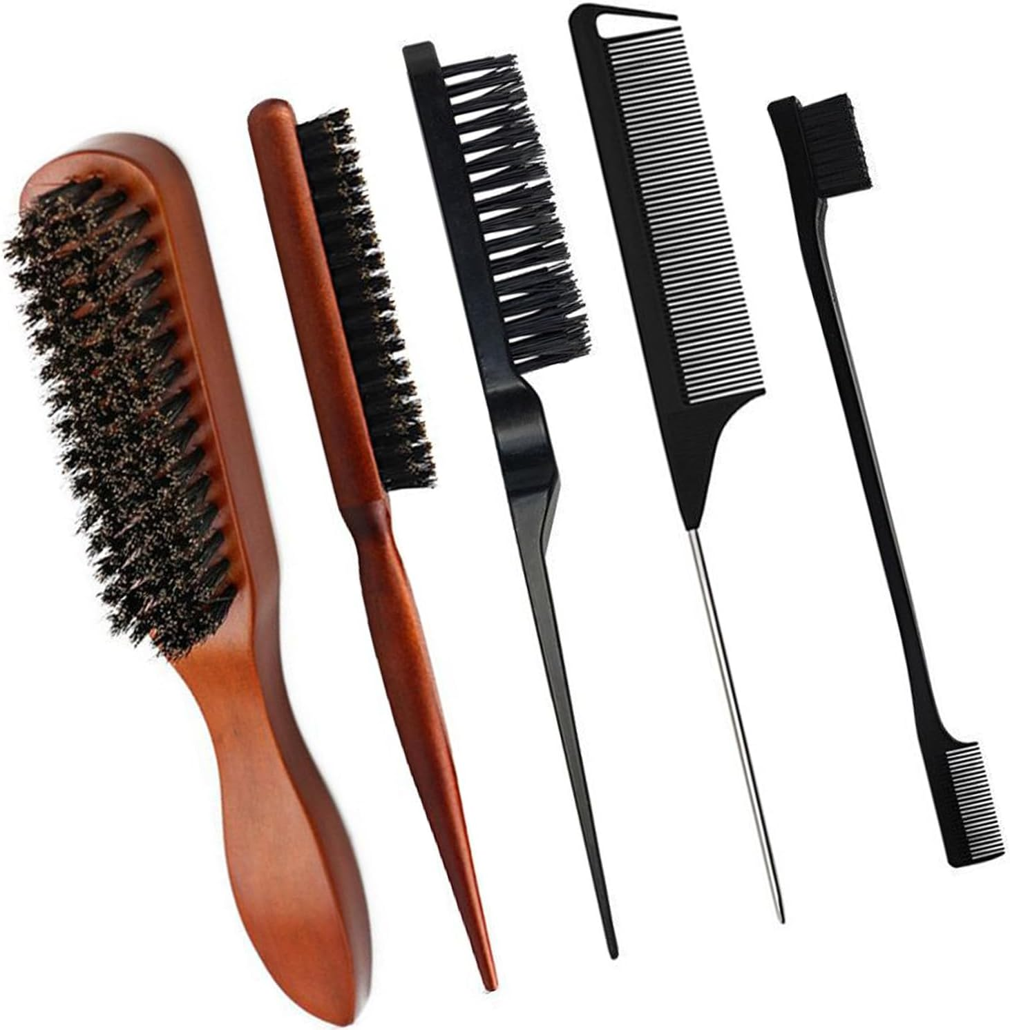 YUNYU Slick Back Hair Brush Set - Boar Bristle Smoothing Brush for Thick, Curly & Damaged Hair - Perfect for Styling, Detangling & Sleek Looks (Men & Women, Beard & Hair Care) image number 3