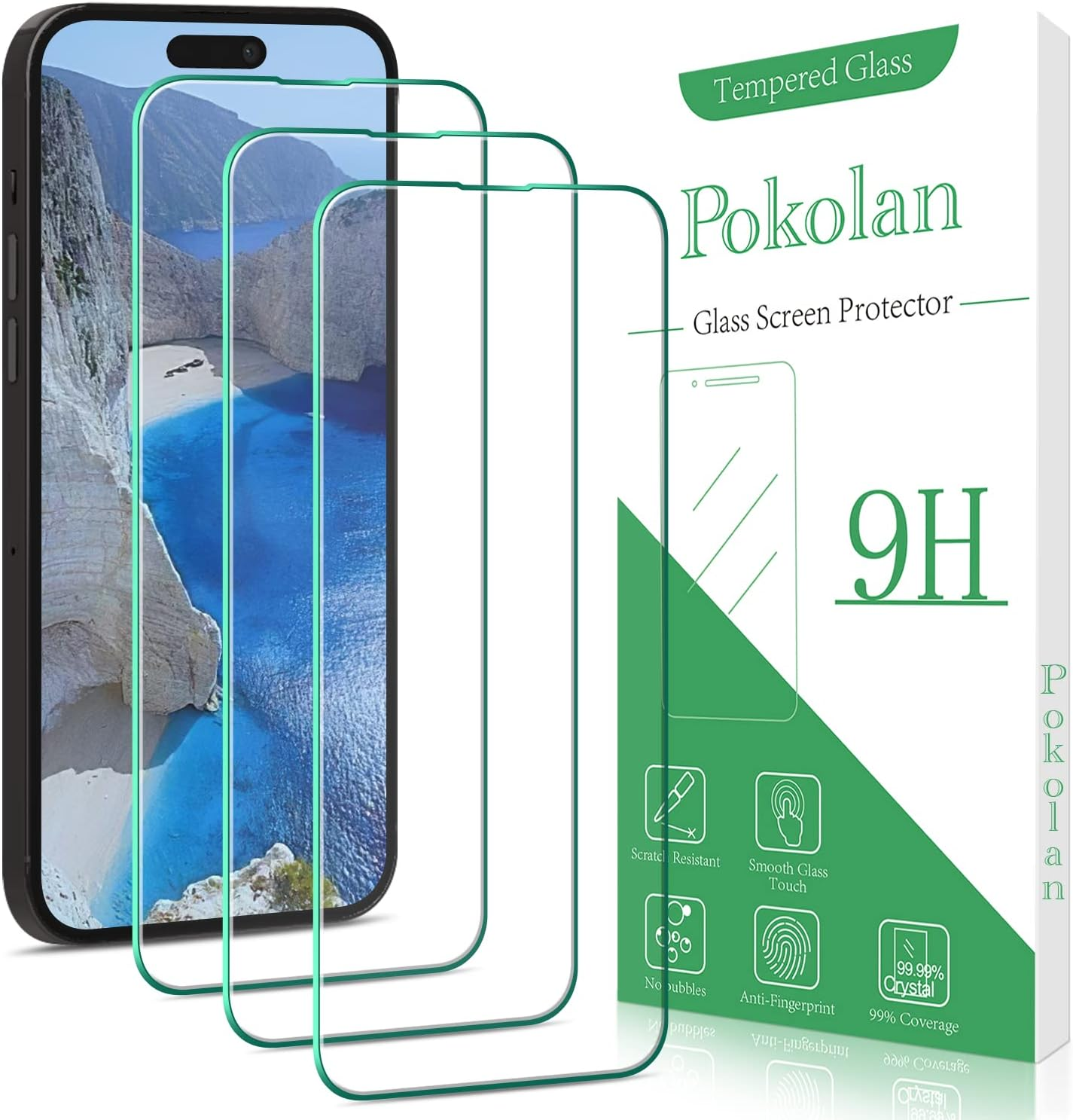 Pokolan 3 Pack Privacy Screen Protector for Iphone 13, Iphone 14, Iphone 13 Pro, anti Spy Tempered Glass, 9H Hardness, Case Friendly, anti Scratch, Bubble Free, Easy to Install