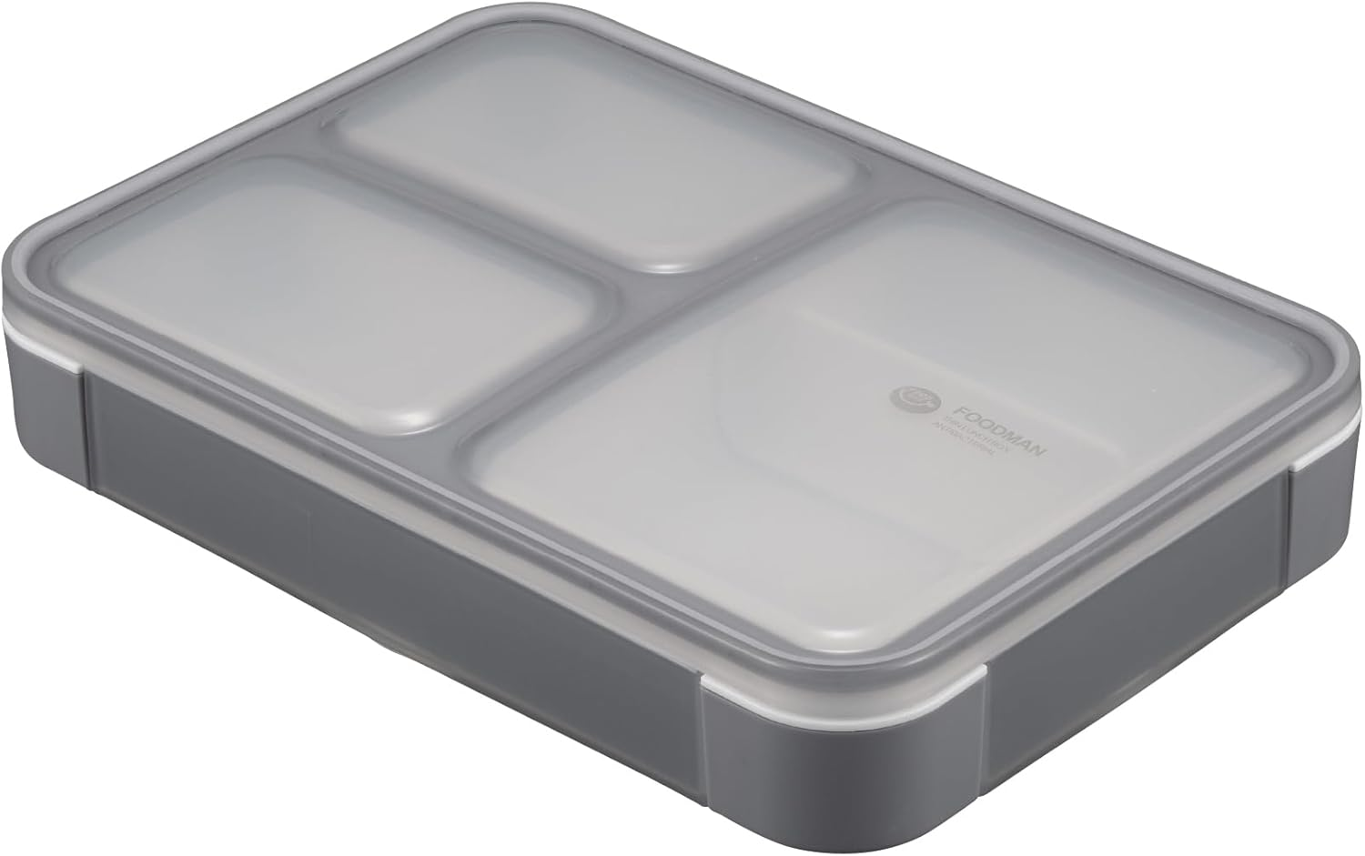 CB Japan Foodman Bento Box, Standing and Transporting, Thin Bento Box, 20.3 Fl Oz (600 Ml), Gray, Juice Leak Resistant, W Sealing, 4-Point Lock for Secure DSK
