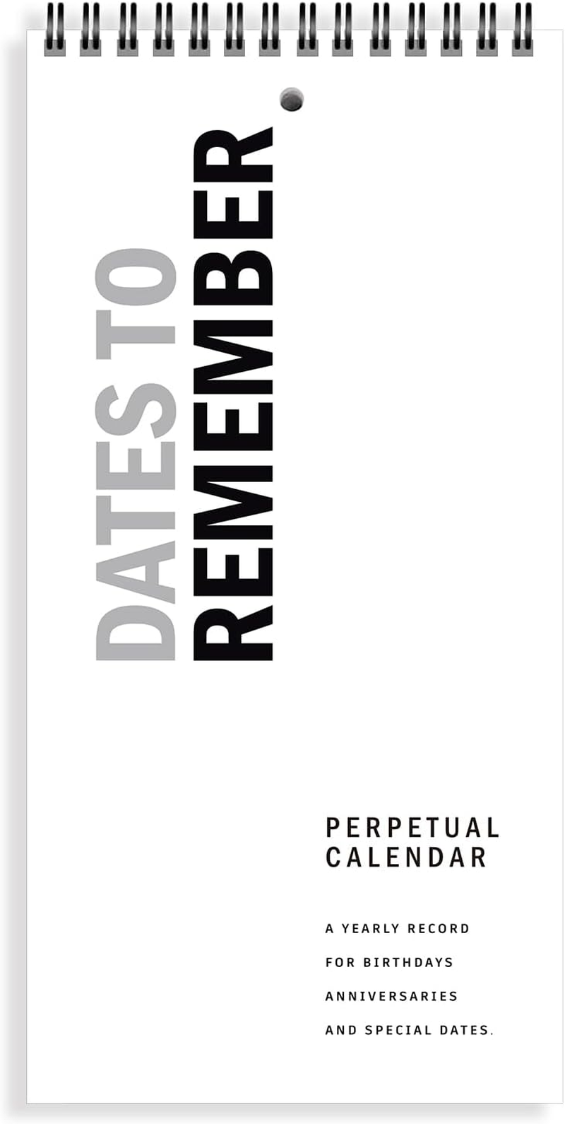 V2Croft Perpetual Calendar, 5" X 10" Minimalist Special Event Reminder Calendar Book, Sprial Monthly and Daily Wall Hanging Organizer for Important Dates, Birthdays, Anniversaries (White) image number 1