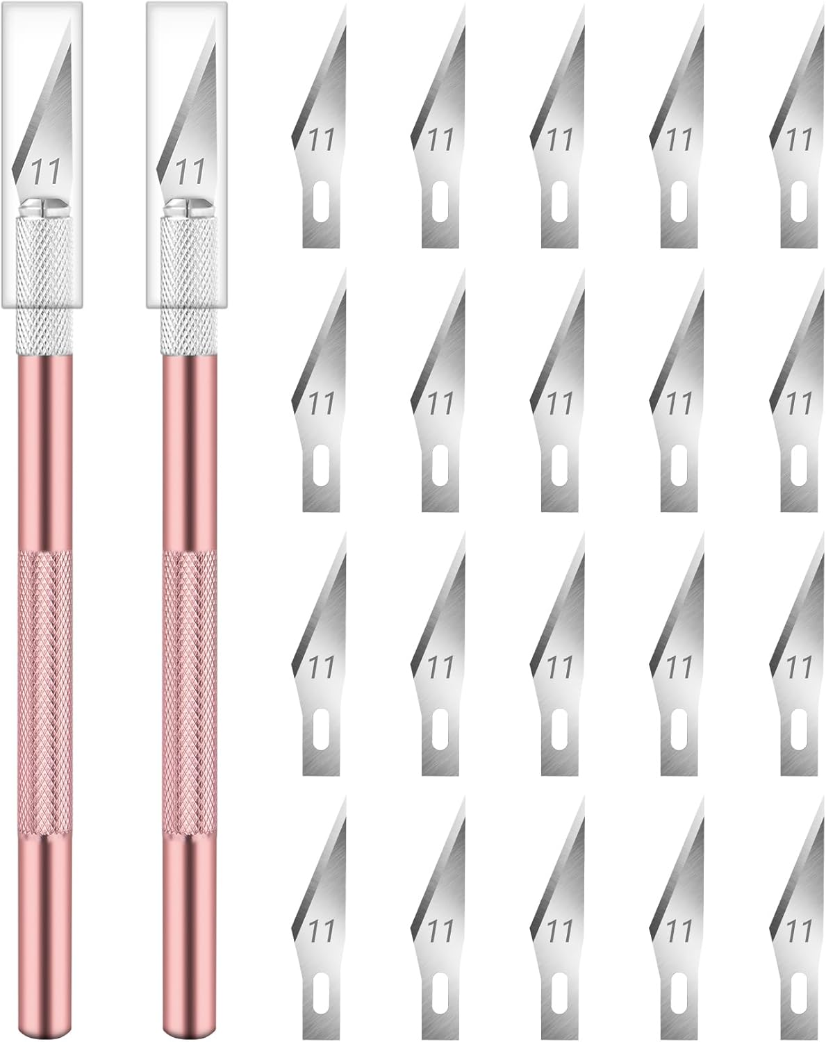DIYSELF 2 Pack Exacto Knife for Crafting, Art, Hobby Knife for Fondant, Craft Knife Exacto, Precision Knife for Crafts, Leather, Art Knife Set, Exacting Knife Set with Extra 20 Blades #11 (Pink)