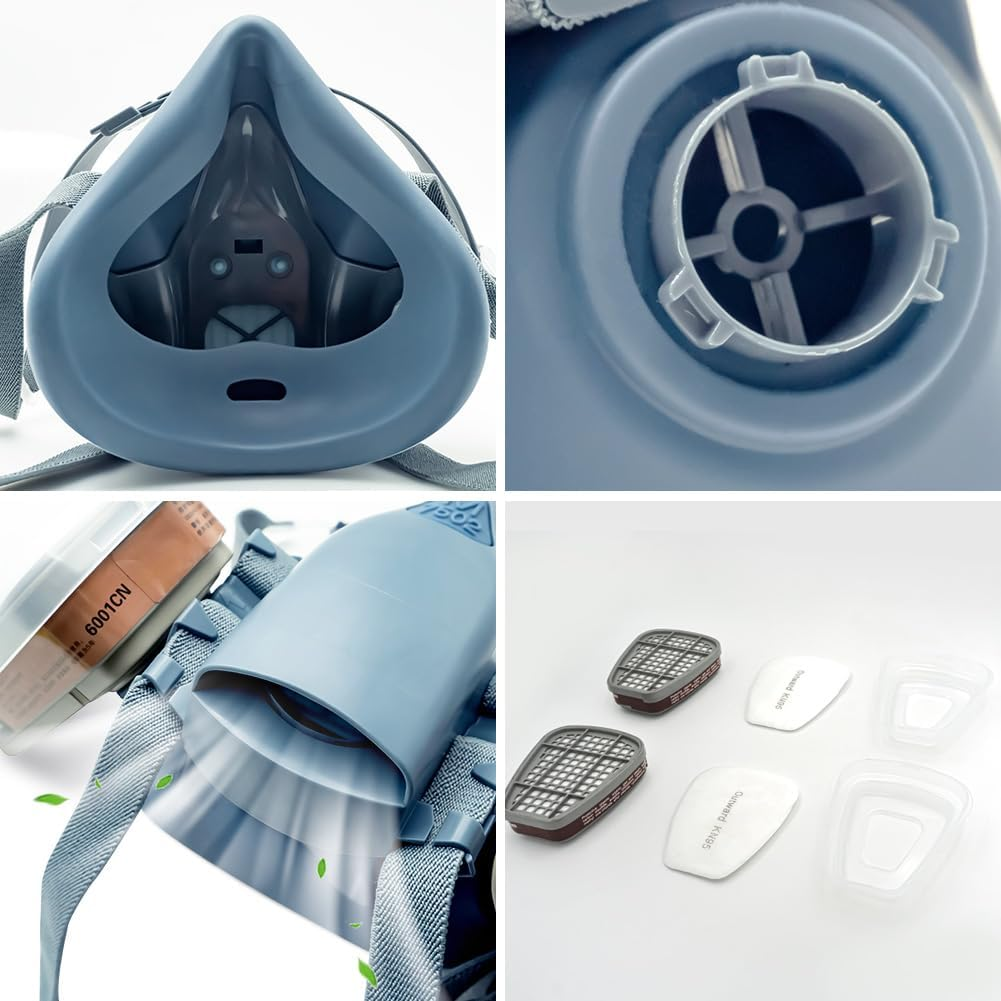 Half Face Respirator Mask Set, Reusable, for Sanding, Cutting, Painting, Woodworking, Polishing, Welding, Spraying image number 5