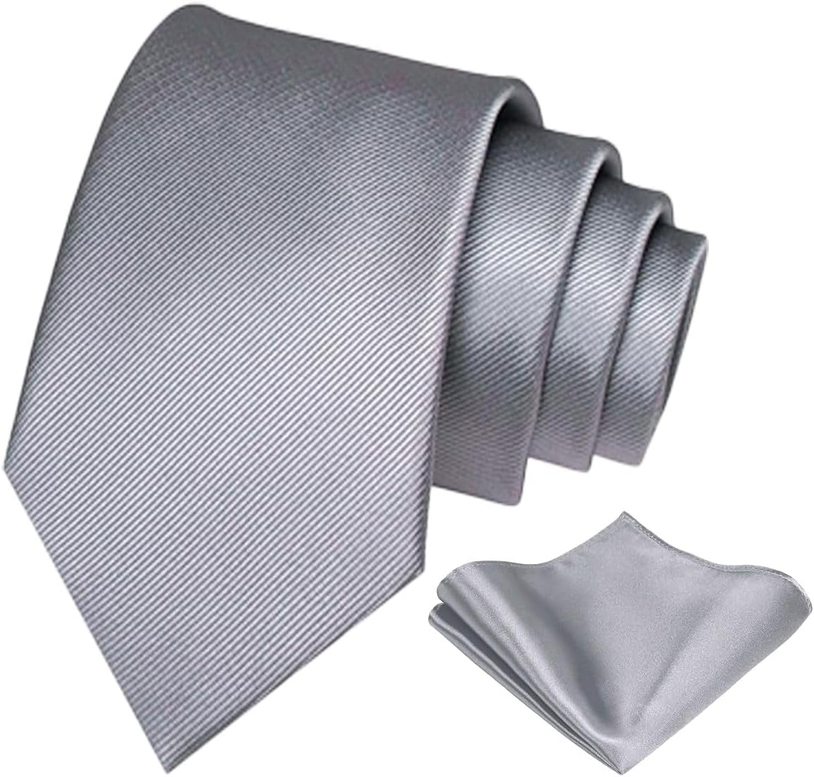 Men'S Tie Set,Solid Pure Color Necktie Classic Formal Plain and Pocket Square Set for Wedding Party Business Work Casual - Navy Blue image number 3