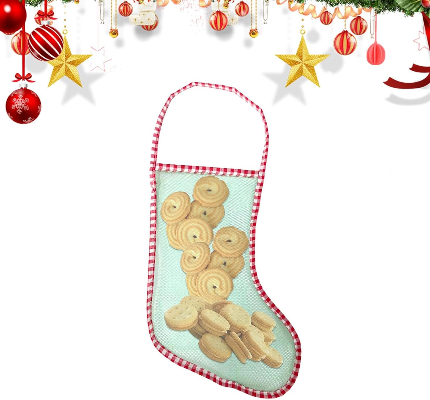 Mesh Christmas Stocking Bags | Mesh Winter Festival Stockings - Long Winter Festival Shampoo Bar Storage Pouches Tree Ornament