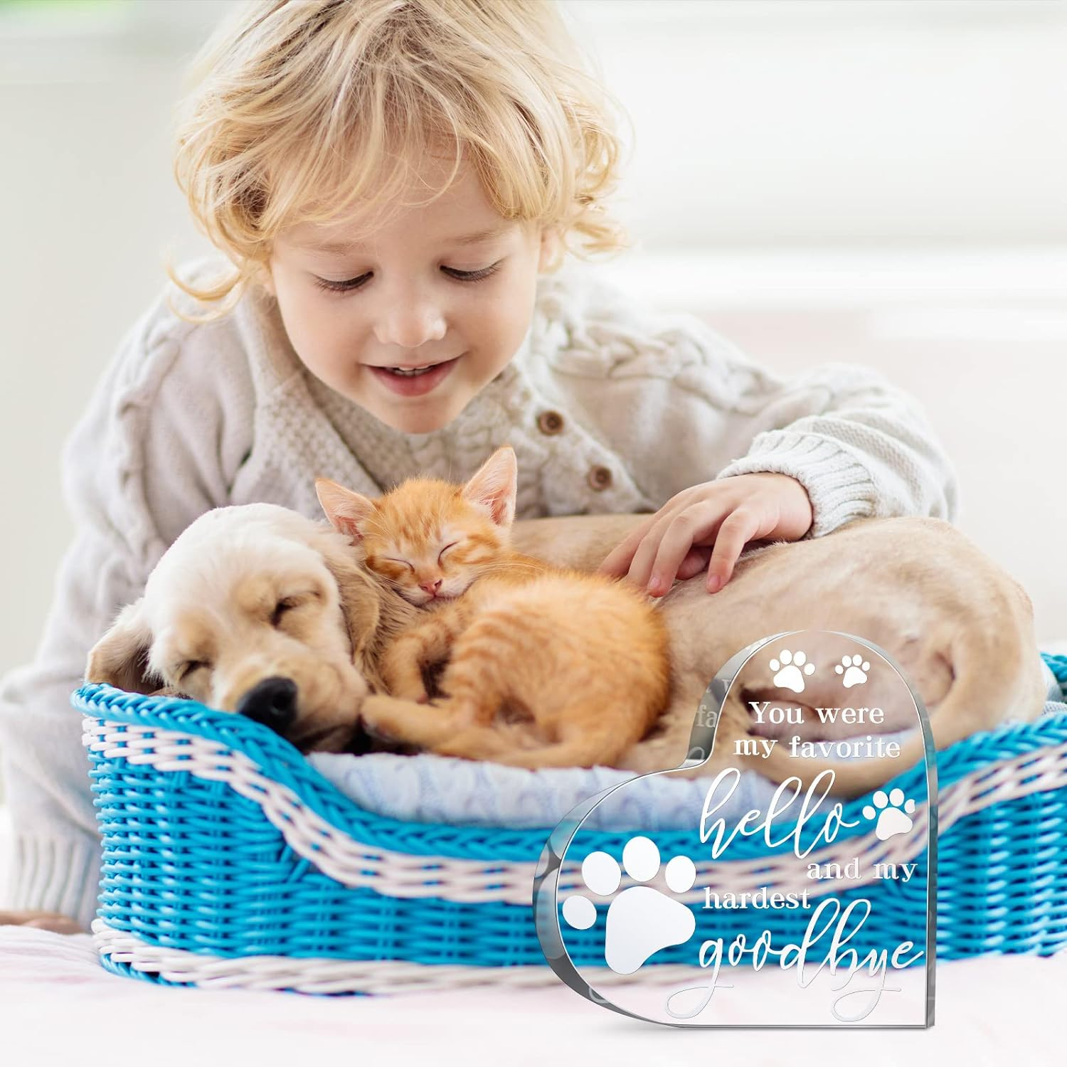 Chunful PET Memorial Gift Dog Sympathy Loss Bereavement Crystal Acrylic Heart Decor Remembrance Cat Memorial Crystal Acrylic Heart Condolence for Loss of Loved One image number 5