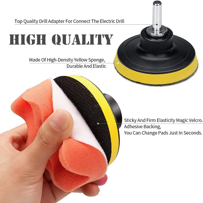 22 PCS Car Foam Drill Polishing Pad Kit, 3 Inch Buffing Pads Car Care Polisher Waxing Polishing image number 3