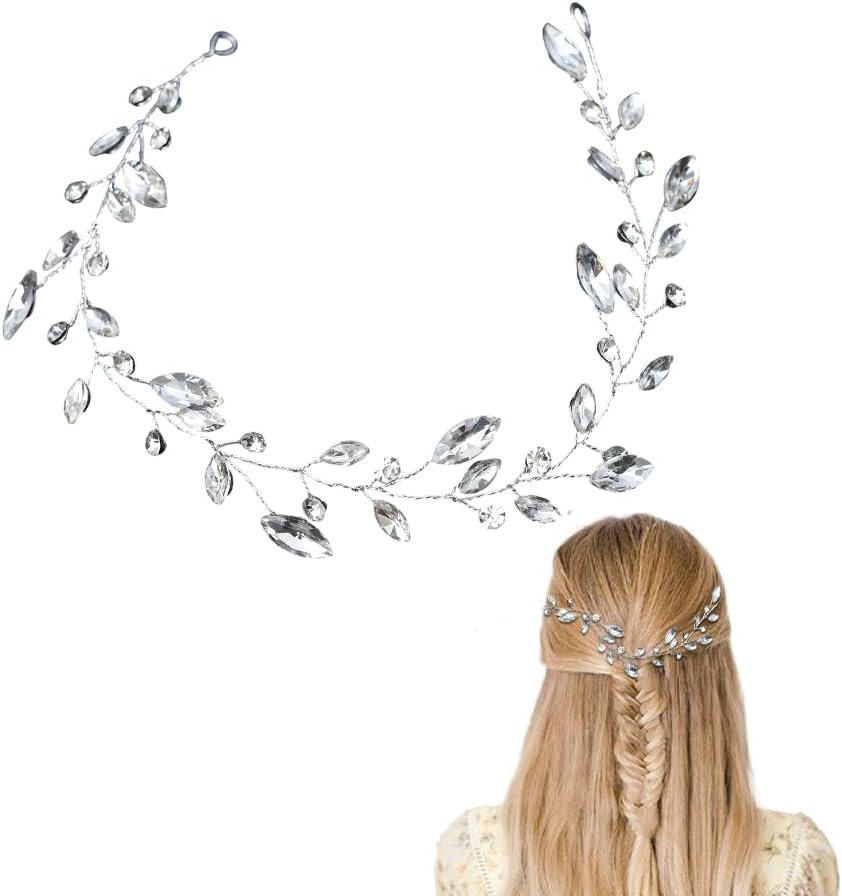 XFSRG Hair Accessories Women'S Wedding Vine Crystal Headband Rhinestone Headband Elegant Headband Hair Tendril for Bride and Girls image number 1