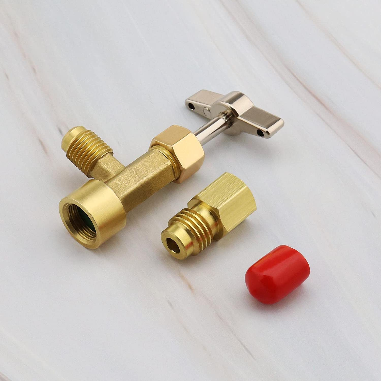 Emagtech Can Tap Refrigerant Dispenser Valve Bottle Opener with Tank Adapter Thread 1/4" SAE and 1/2" AC-ME for R134A R12 AC Charging Hose Air Conditioner Manifold image number 5