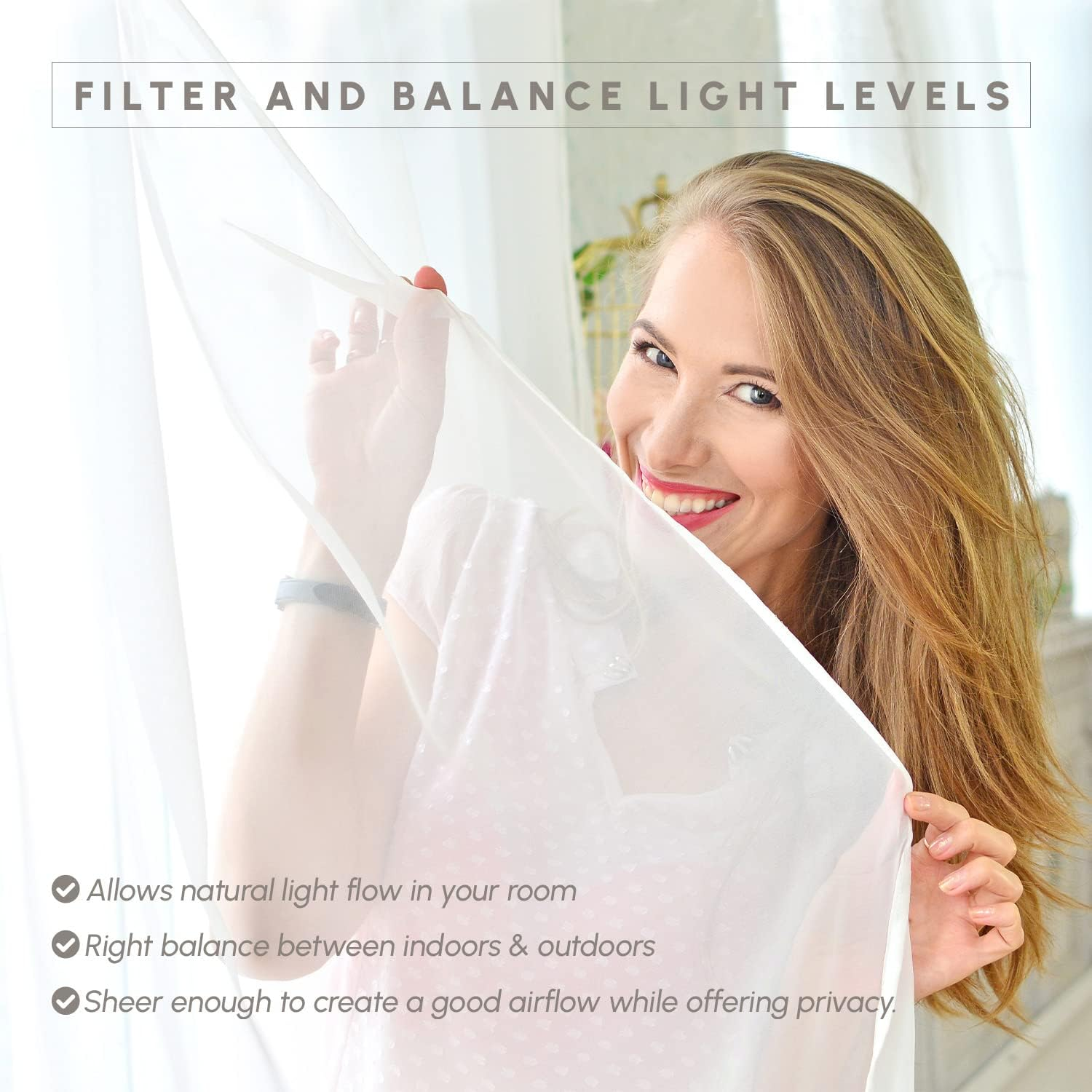 Elegant Comfort 2-Piece Sheer Panel with 2Inch Rod Pocket - Window Curtains 40-Inch Width X 84-Inch Length, Red - Red image number 4