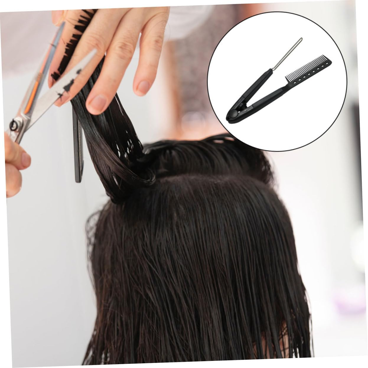 CLISPEED 1Pc Shaped Hair Straightening Comb Brush Tool for Effortless Hairstyling Compact and Lightweight Design for Travel and Daily Use Black image number 2
