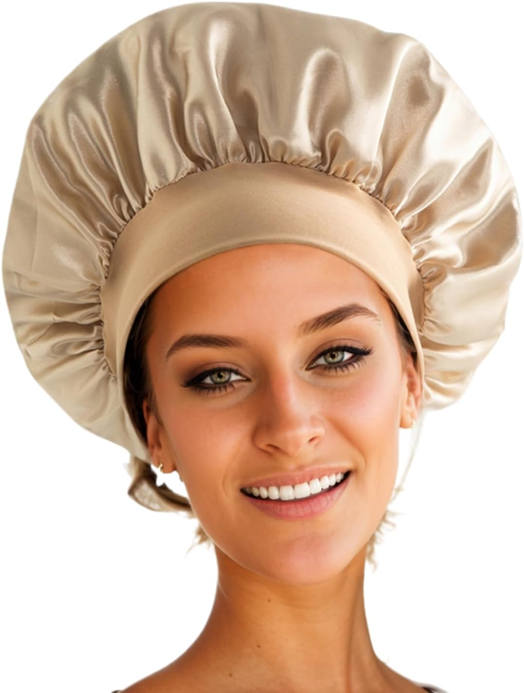 Silk Hair Bonnet for Sleeping, Double Layer Slip Silk Bonnet for Curly Hair, Breathable & Secure Fit image number 1