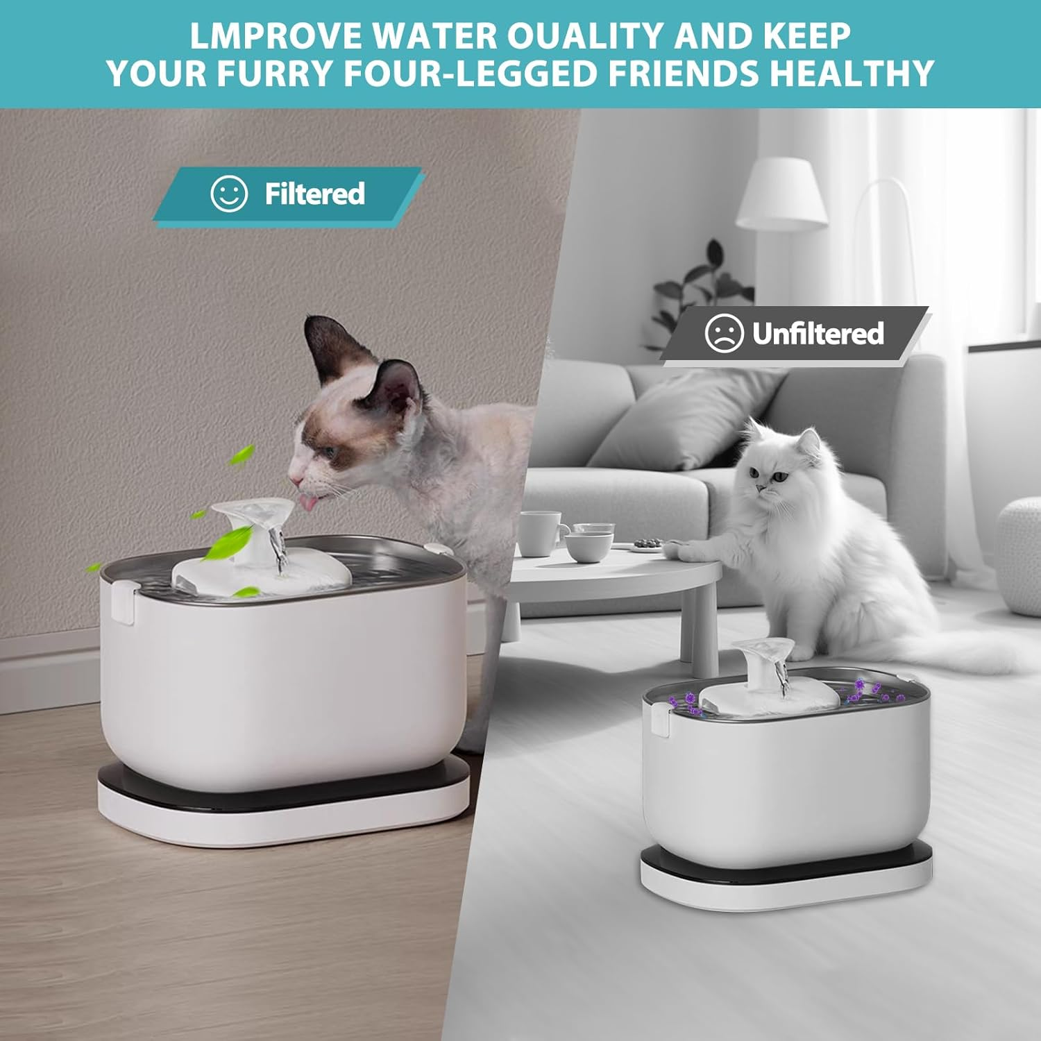 Pack of 24 Cat Fountain Filters for Petlibro 2.5 Litre Dockstream Drinking Fountain for Cat PLWF005/PLWF115/PLWF105, 12 Filter Cartridges and 12 Foam Sponges image number 2