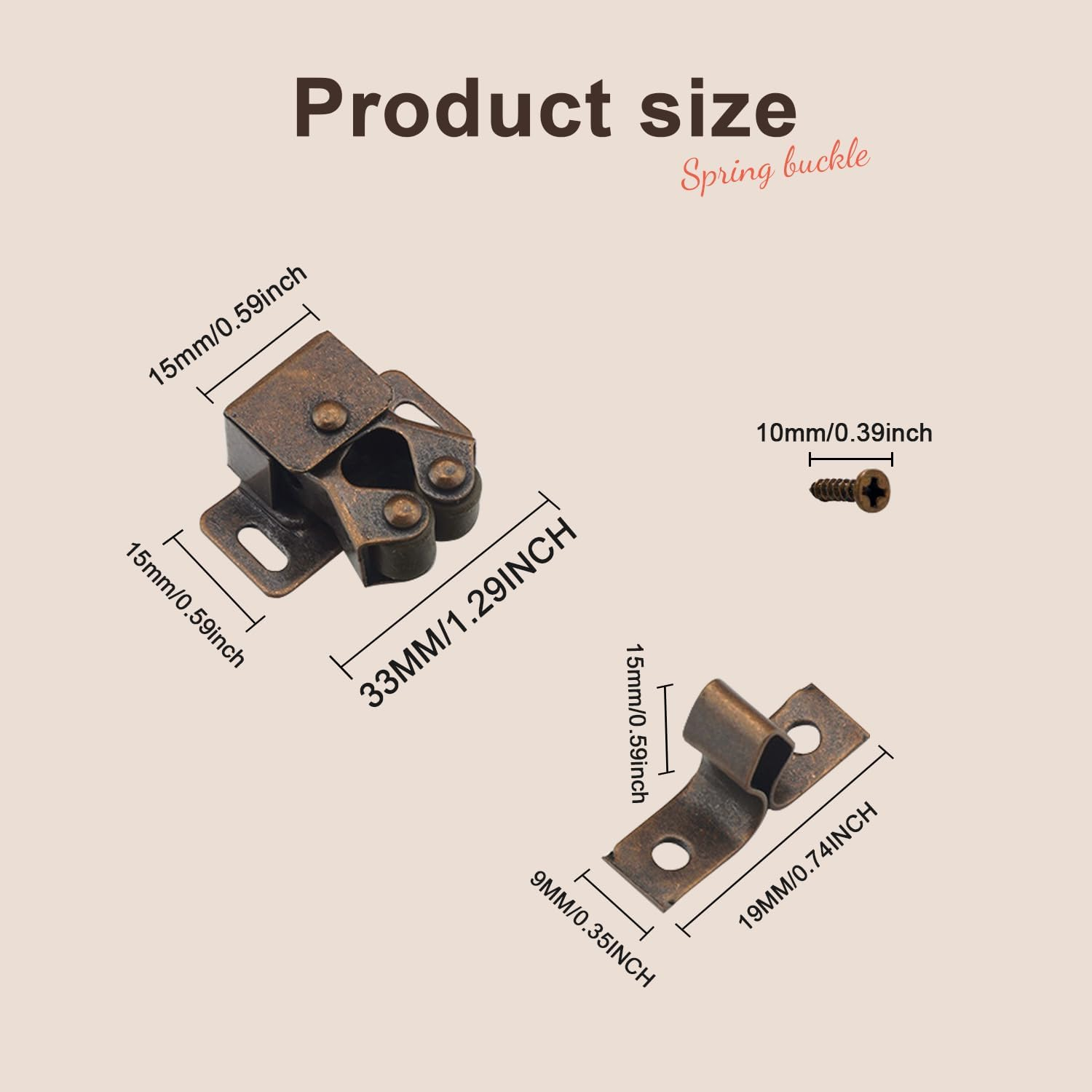 10PCS Cabinet Latch Double Roller Catch Hardware Catches Cabinet Latch Black Sturdy Catches Cabinet Latch Hardware with a Box for Cupboard Closet Kitchen Cabinet Door Latches and Catches - Funcyboo image number 2