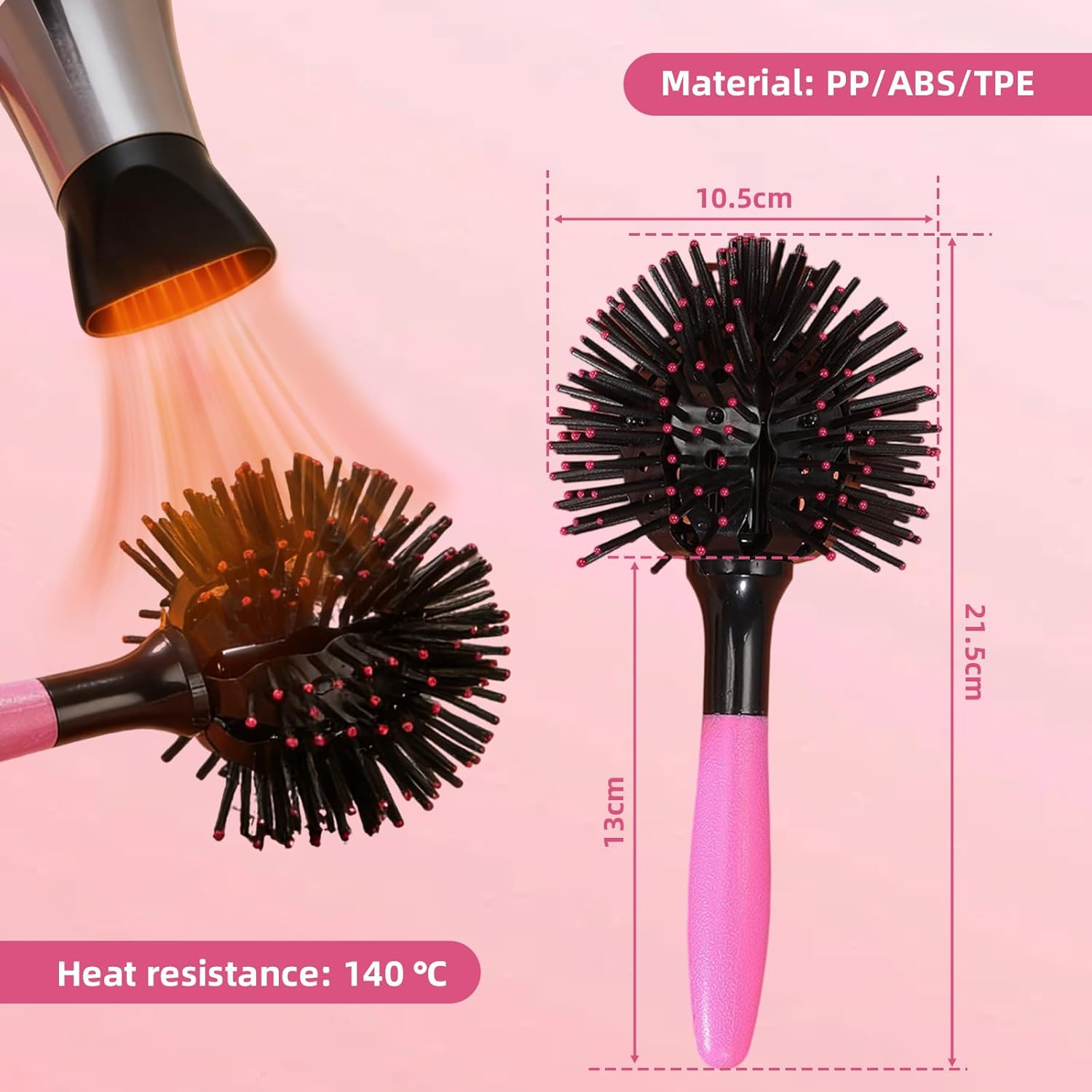 Youery round Brush for Volume Curls, round Brush for Detangling, Easy Styling with Hair Dryer, Creates Salon Quality Beach Waves image number 4
