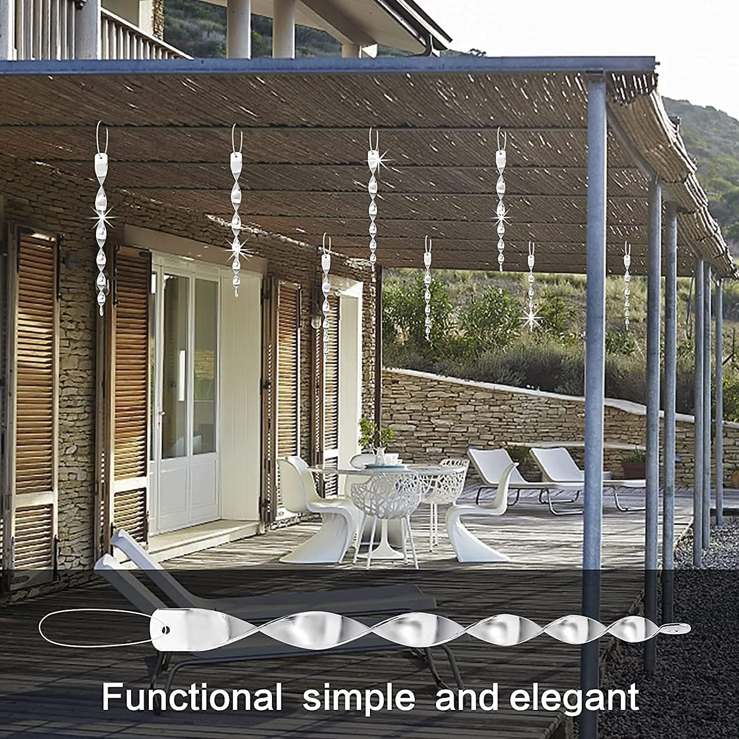 8Pcs Reflective Bird Deterrent Rods,Keep Birds Away from Your Home,Garden,Patio,Scare and Frighten Pigeons,Seagulls,Owls and Many More with These Bird Repellents image number 5