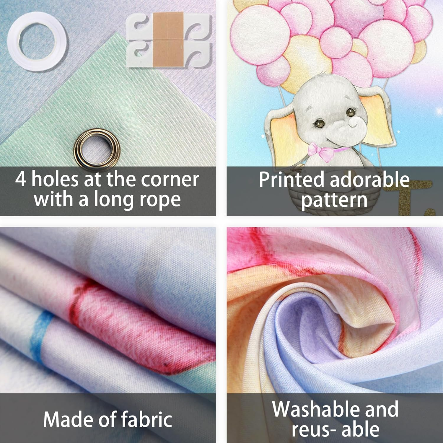 Talorine Twins Baby Shower Decorations Backdrop 6X4Ft Elephant Pink Blue Gender Reveal Party Decorations for Twins Double the Trouble Twice the Fun We Are Having Two Not One Party Supplies image number 5