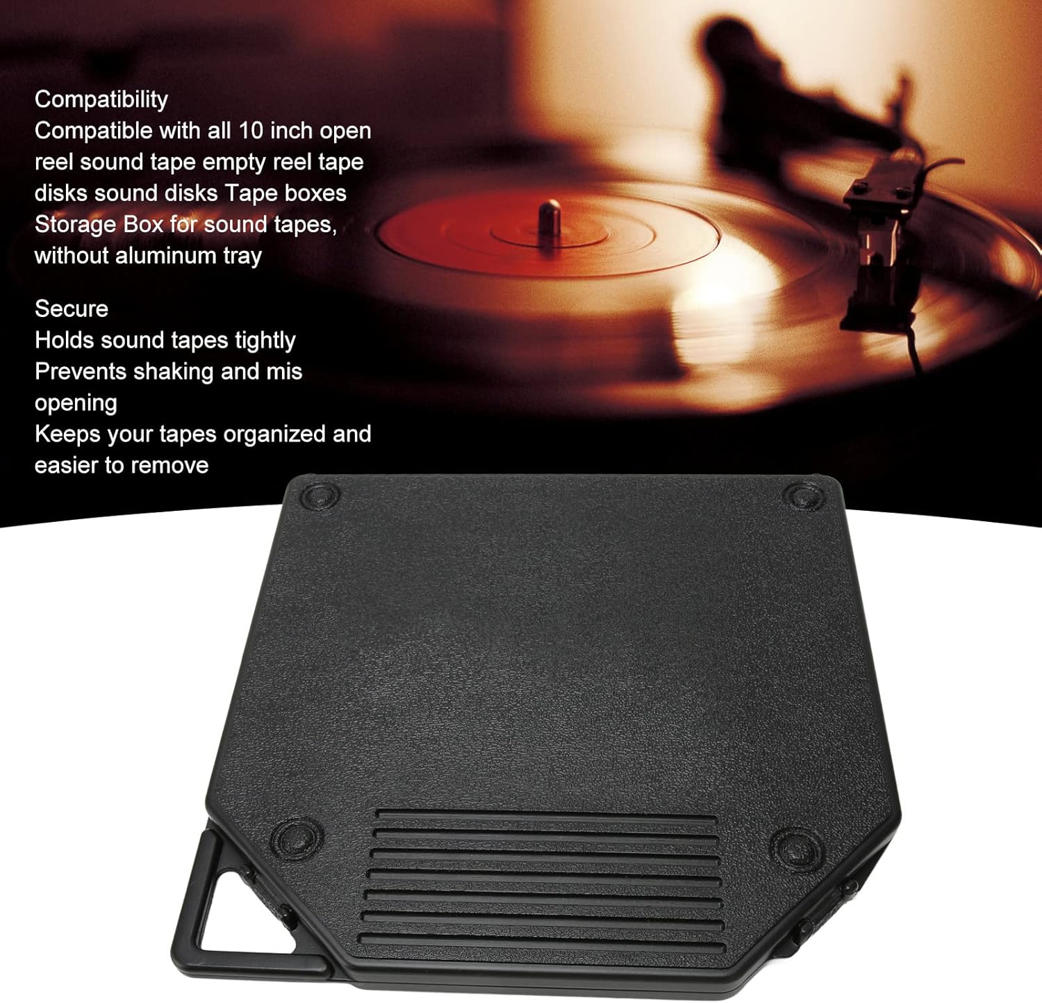 Eosnow Reel to Reel Tape Storage Boxes,Stay Fixed 10 Inch Empty Box,Portable Carry Handle Empty Box,For Sound Tapes (Black) - Grey image number 7