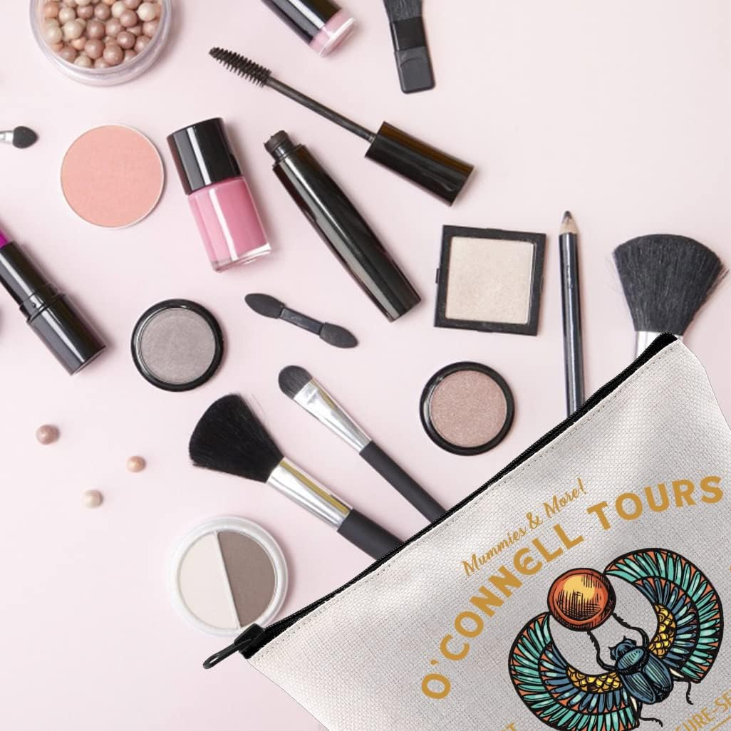 Mummy Movie Inspired Gift O&rsquo; Connell Tours EST 1926 Zipper Pouch Makeup Bag, Beige, Mummies More
