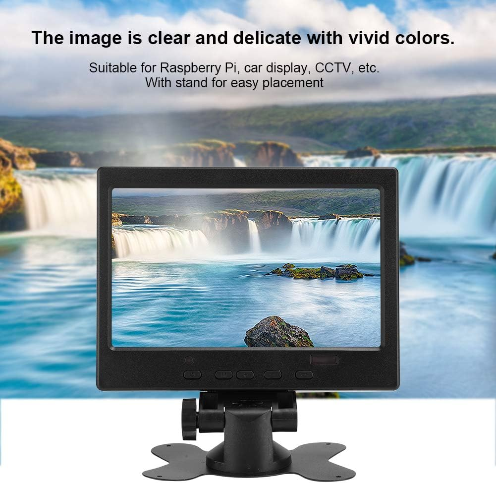 7 Inch Computer Monitor with 1024X600 Display, Mini HD MI Monitor Support HD MI VGA AV Inputs, Portable Car Display CCTV Monitor Screen with Speaker for Gaming Office (AU Plug) image number 5