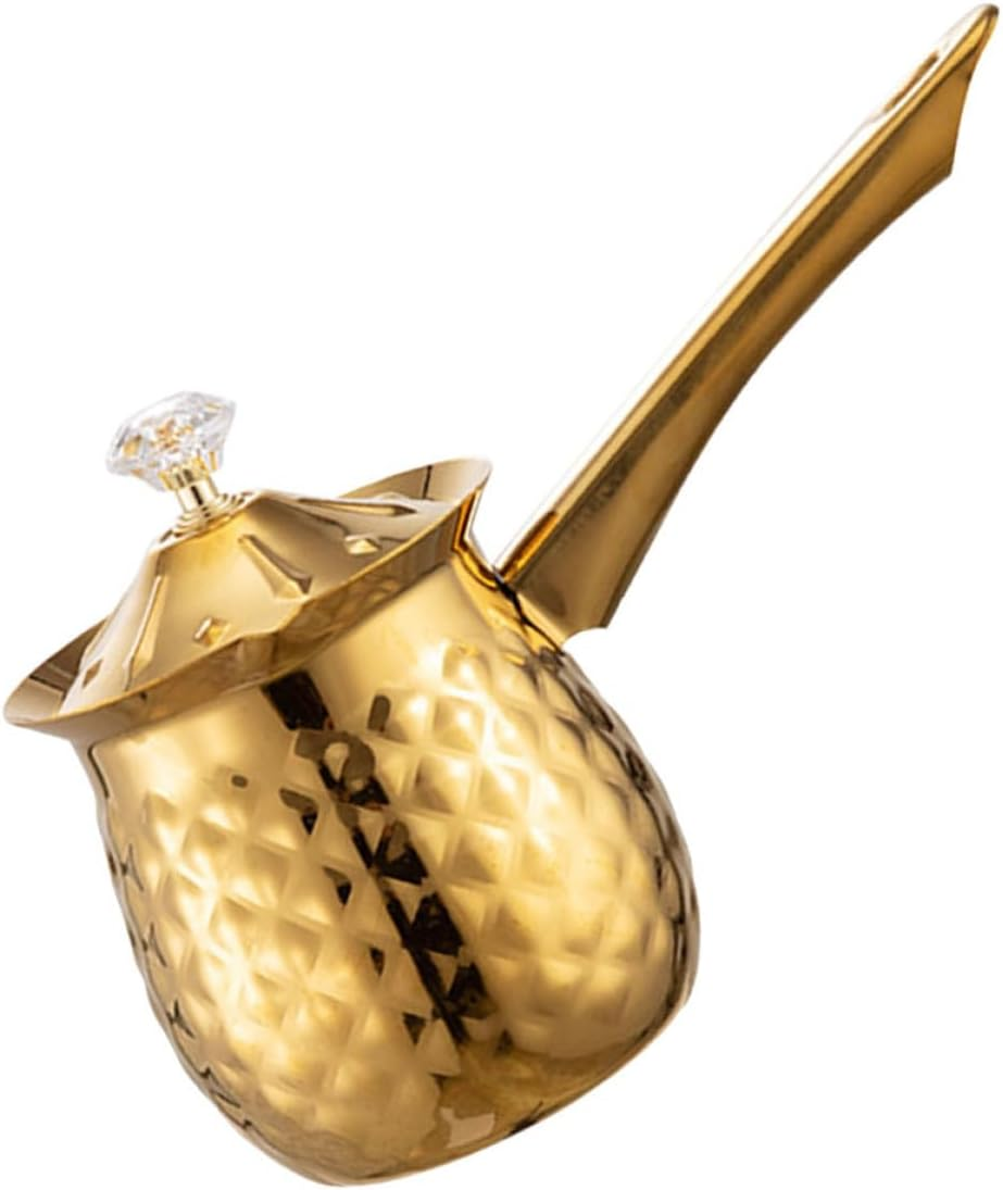 AUTSUPPL Vintage Turkish Coffee Pot 400Ml Metal Mocha Coffee Maker with Gold Plating and Espresso Milk Warmer