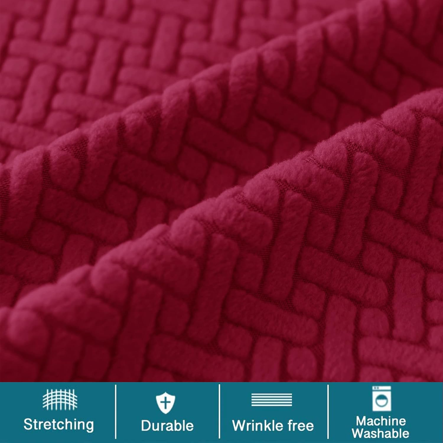 HFCNMY Bar Stool Covers with Backs,4 Pack Stretch Bar Stool Chair Covers,Jacquard Bar Stool Covers,Washable Bar Chair Covers Swivel Barstool Covers Slipcovers with Back Red - 4, Black image number 2