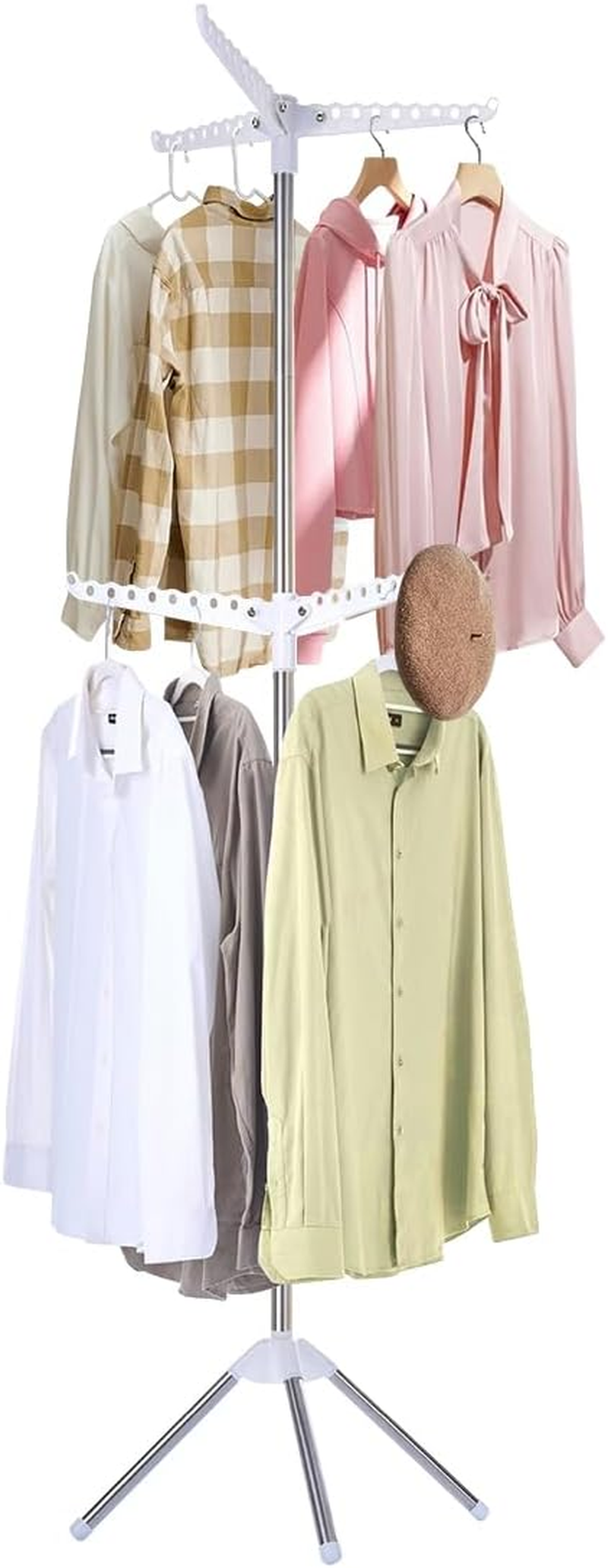 Folding Clothes Drying Rack, 65.7 Inch 2 Tier Laundry Drying Rack with Rotating Clothes Rail for 54 Pieces of Clothes image number 3