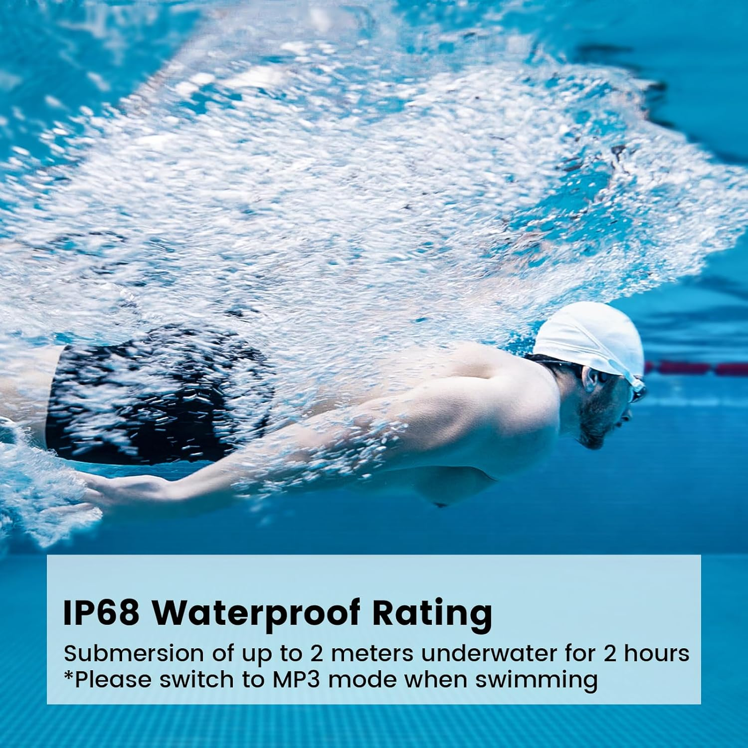 Mojawa Run plus Bone Conduction Headphones, IP68 Waterproof Swimming Headphones, Bluetooth 5.2 Open Ear Wireless Headphones with 32G MP3, Secure Fit Design for Running, Swimming, Cycling, Gym, Grey - Grey image number 5