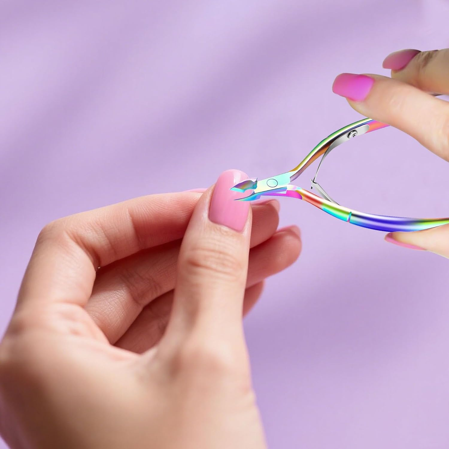 Cuticle Trimmer &ndash; Stainless Steel Cuticle Nipper, Pusher, Scissor & Clipper for Manicure &ndash; Dead Skin Tool for Fingernails & Toenails (Colorful)