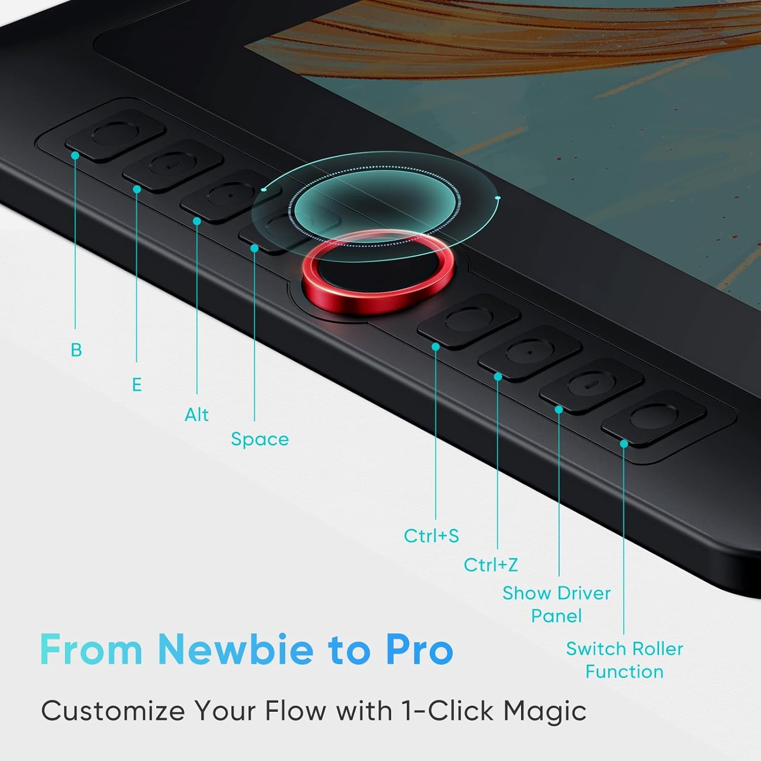 Xppen Upgraded Artist13.3 Pro V2 Drawing Tablet with Screen, 16384 Pen Pressure X3 Pro Stylus Pen Display, 99% Srgb Full-Laminated AG Screen Graphic Tablet with Stand, Red Dial, 8 Shortcut Keys 13.3" image number 4