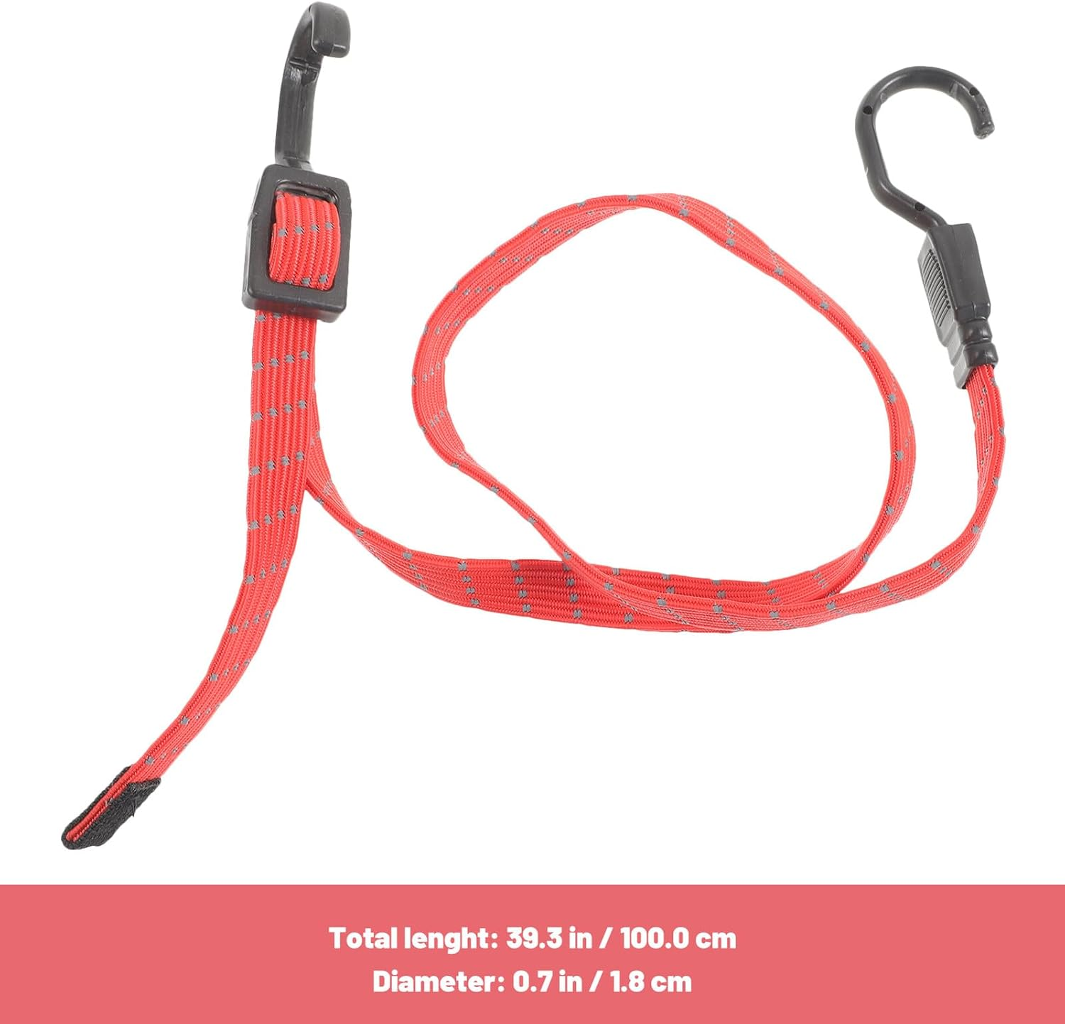 Ifundom Bungee Cords with Hooks Elastic Cargo Binding Straps Red Travel Luggage Fixing Belt Adjustable Outdoor Multi-Purpose Tie-Down Rope image number 6