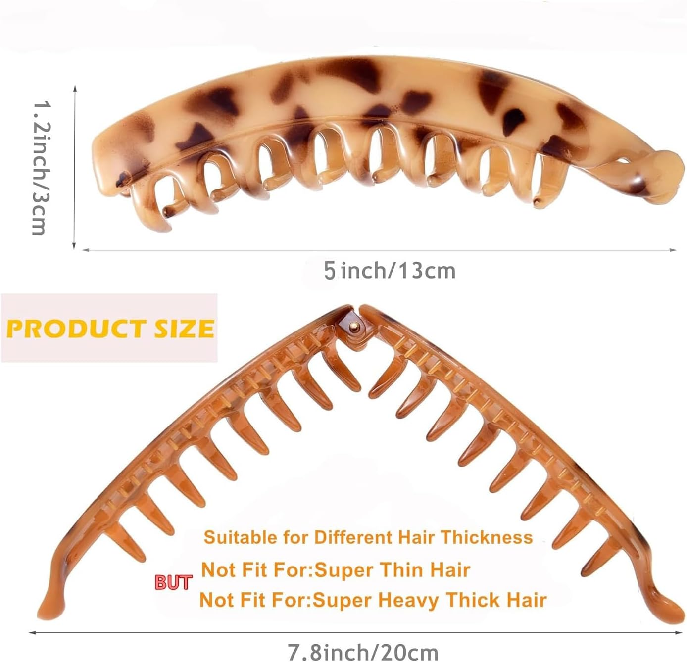 Pack of 4 Large Banana Hair Clips, Vintage Banana Clip, Ponytail Hair Clip, Thick Hair for Women and Girls image number 5